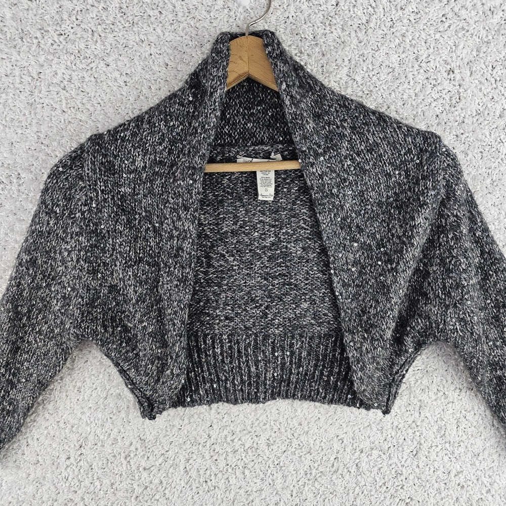 American Rag Cropped Shrug Bolero Open Cardigan Small Mohair Wool‎ Metallic Y2K